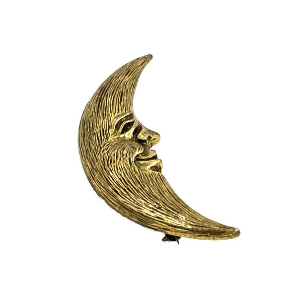 Vintage ZENTALL Man in the Moon Face Brooch - Picture 6 of 8